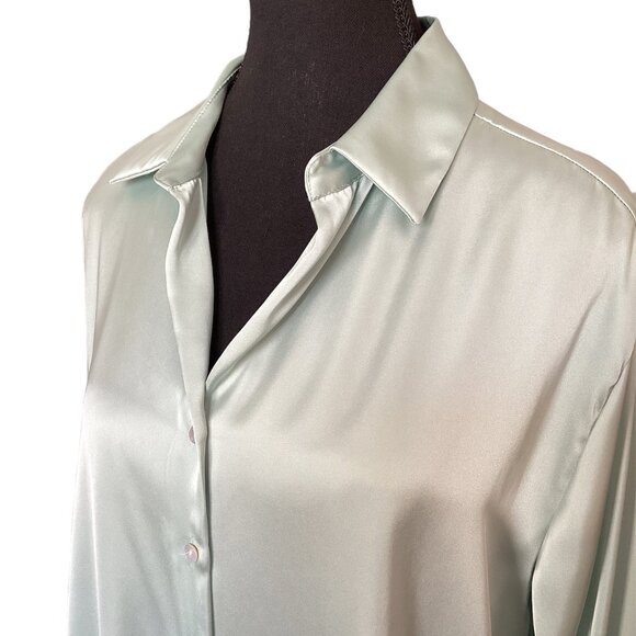 Zara Satin Look Green Blouse - Size M - Picture 3 of 8